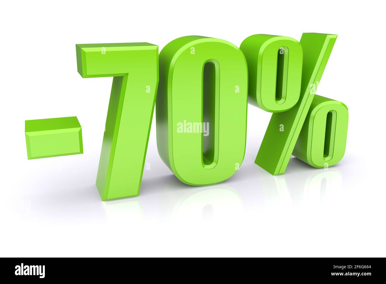 Symbol für 70 % Rabatt auf weißem Hintergrund Stockfoto