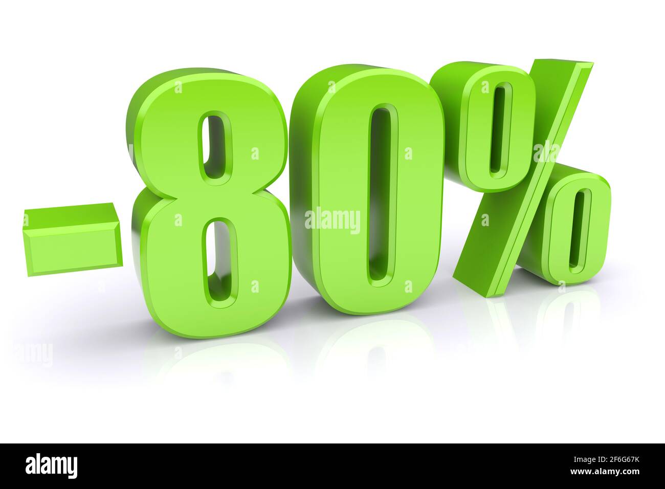 Symbol für 80 % Rabatt auf weißem Hintergrund Stockfoto