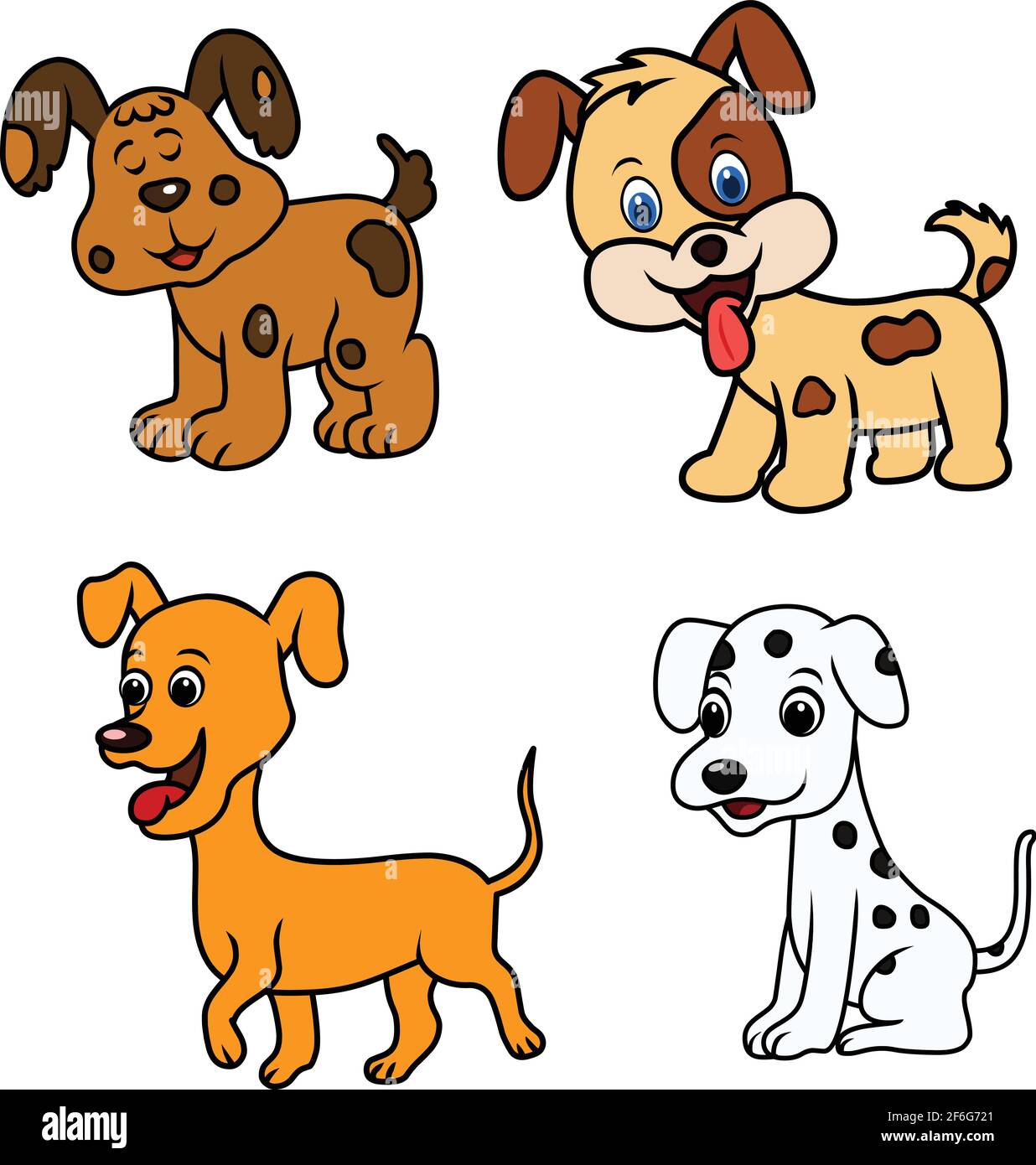 Satz von Cartoon Hunde Cartoon Welpen Illustration Vektor isoliert auf Weißer Hintergrund Stock Vektor