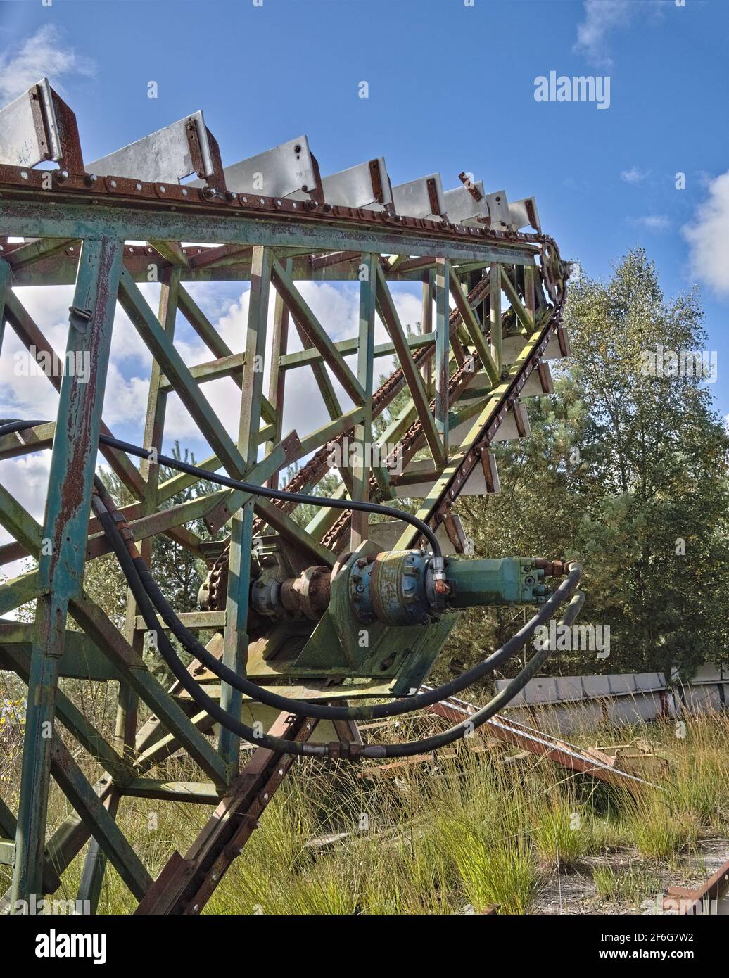 Förderanlage zum Torfabbau - Relikt vom kommerziellen Torfabbau Stockfoto
