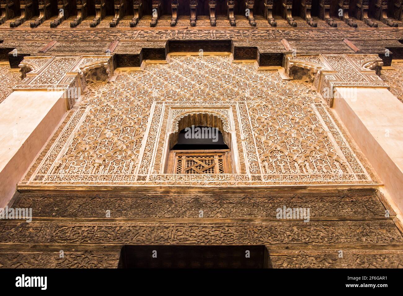 Architektur bei Ben Youssef Madrasa in Marrakesch Marokko Stockfoto