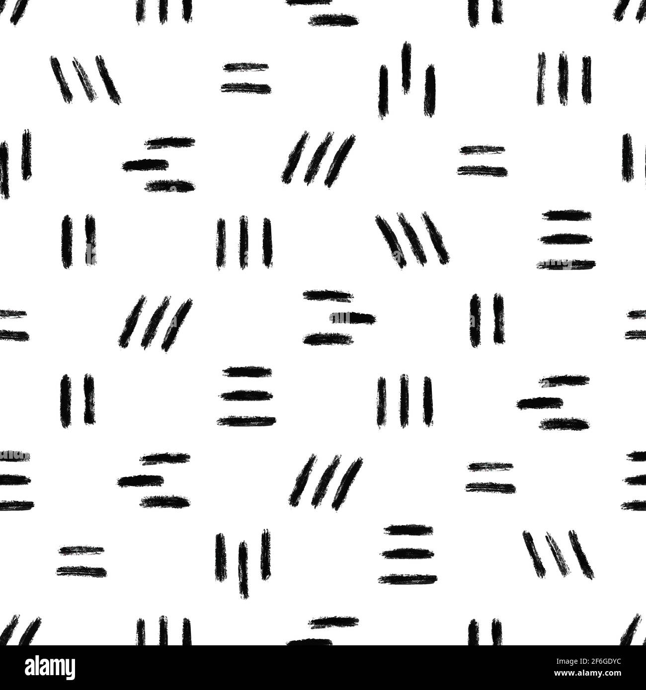 Abstrakte gerade und diagonale Linien monochrom nahtloses Muster. Schwarz und weiß handgezeichnete Grunge Tinte Pinsel Textur Hintergrund Vektor Illustration. Stock Vektor