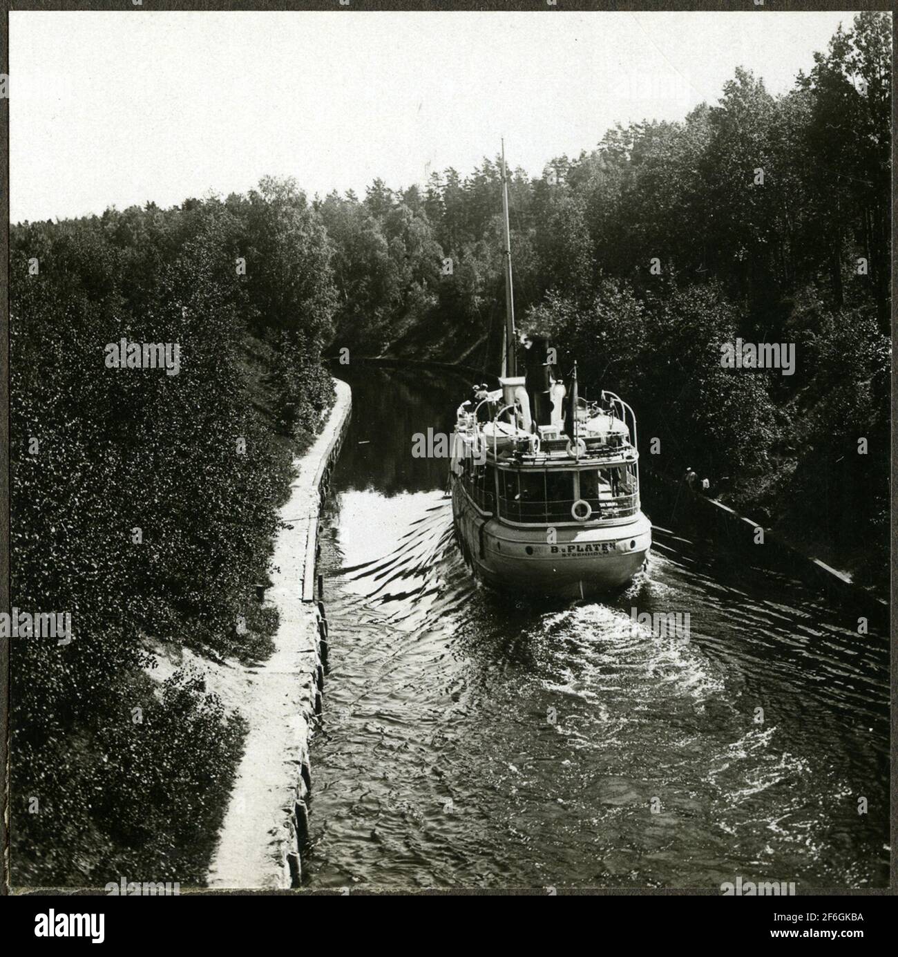 Steamboat B.u.platen war ein kombiniertes Passagier- und Frachtschiff. Erbaut 1871 und erhielt den Namen nach dem Göta Kanal Schöpfer Baltzar von Platen. Stockfoto