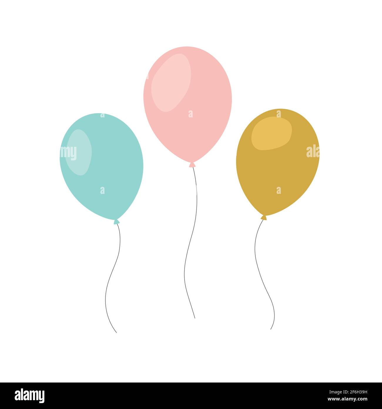 Bündel Ballone im Cartoon Flat Style auf weißem Hintergrund. Vektor einrichten Stock Vektor