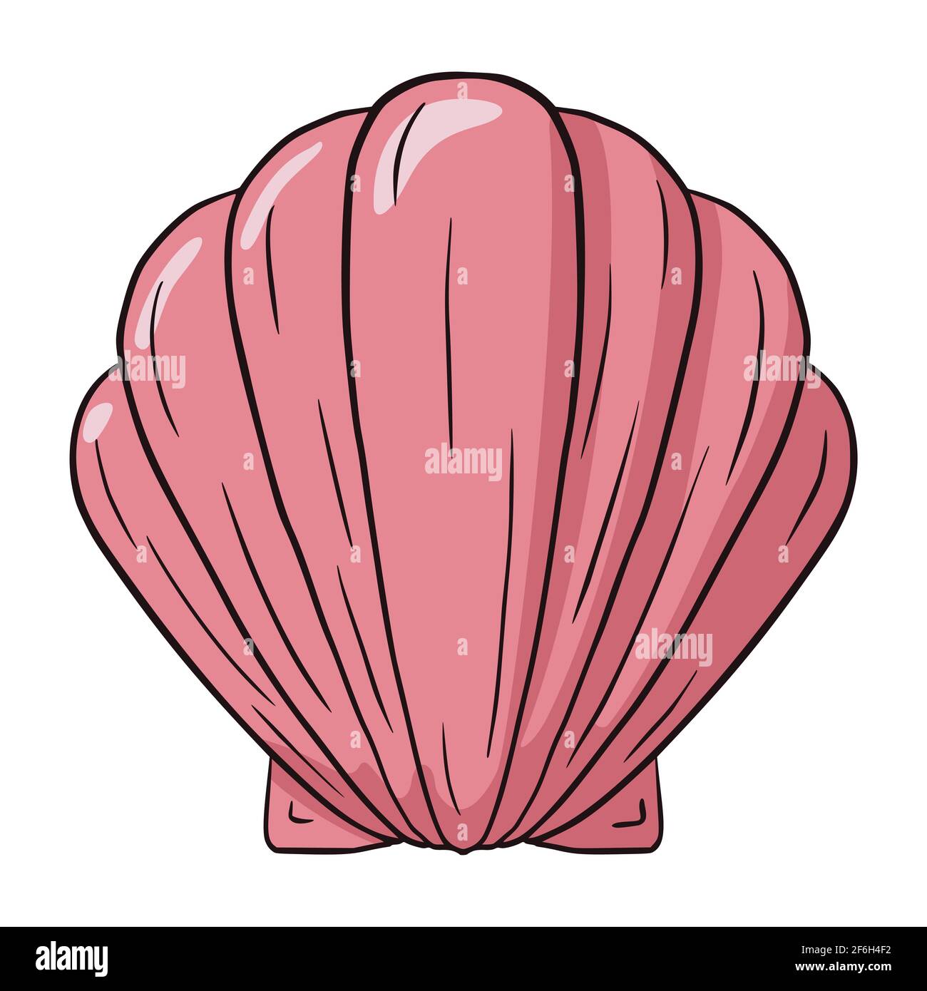 Meeresmuschel-Doodle skizzieren Ilustration. Bewohner des Meeresbodens, Schwanzmuschel für Logo, Ikonen, Postkarten, Tätowierung. Rosa Conch flach Stil isoliert auf weißem Hintergrund Stock Vektor