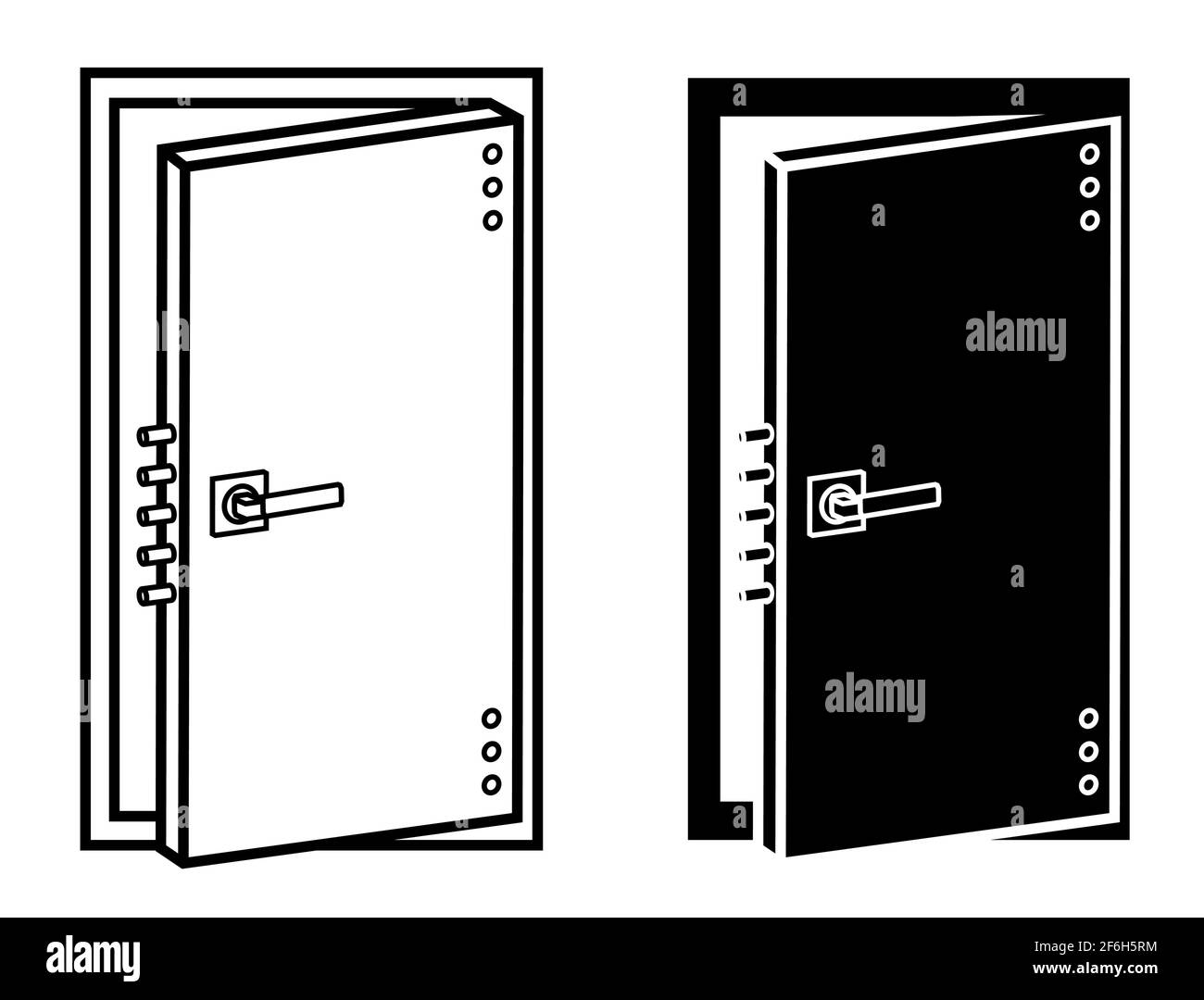 Öffnen Sie das zuverlässige Türsymbol des Bombenschutzbons oder der Bank. Sichere Aufbewahrung und Schutz. Höchste Sicherheitsstufe. Vektor Stock Vektor