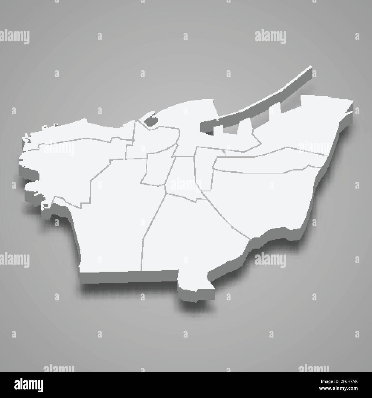 die isometrische 3D-Karte von Beirut ist ein Gouvernement des Libanon, Vektorgrafik Stock Vektor