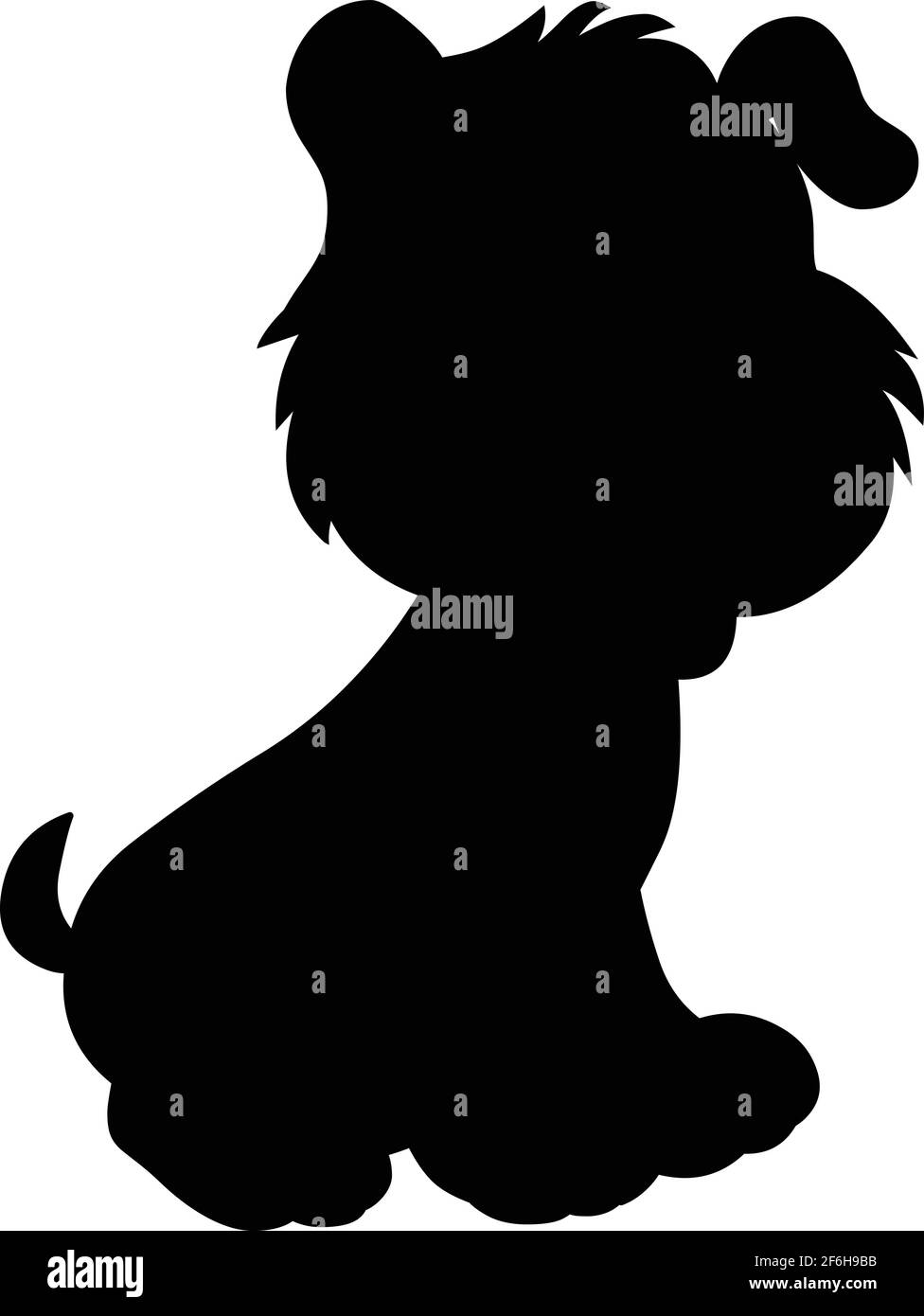 Cartoon Hund sitzende Silhouetten schwarz isoliert auf weißem Hintergrund Stock Vektor