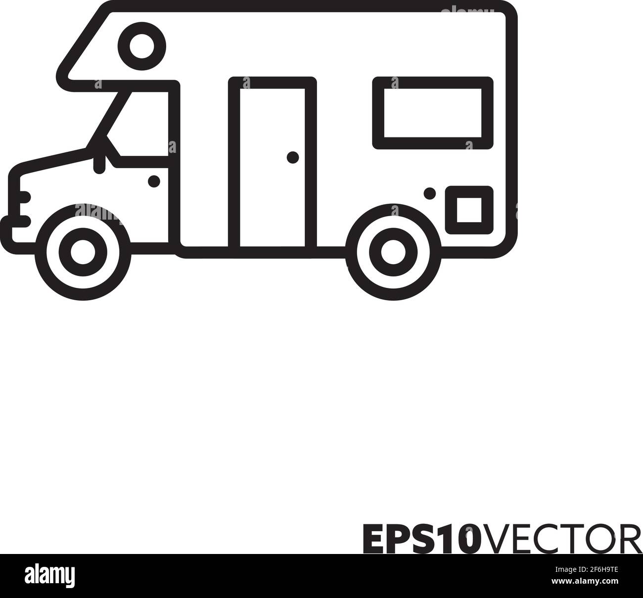 Symbol für die Wohnmobillinie. Umrisssymbol für Freizeitfahrzeuge. Vektor-Illustration für Camper van. Stock Vektor