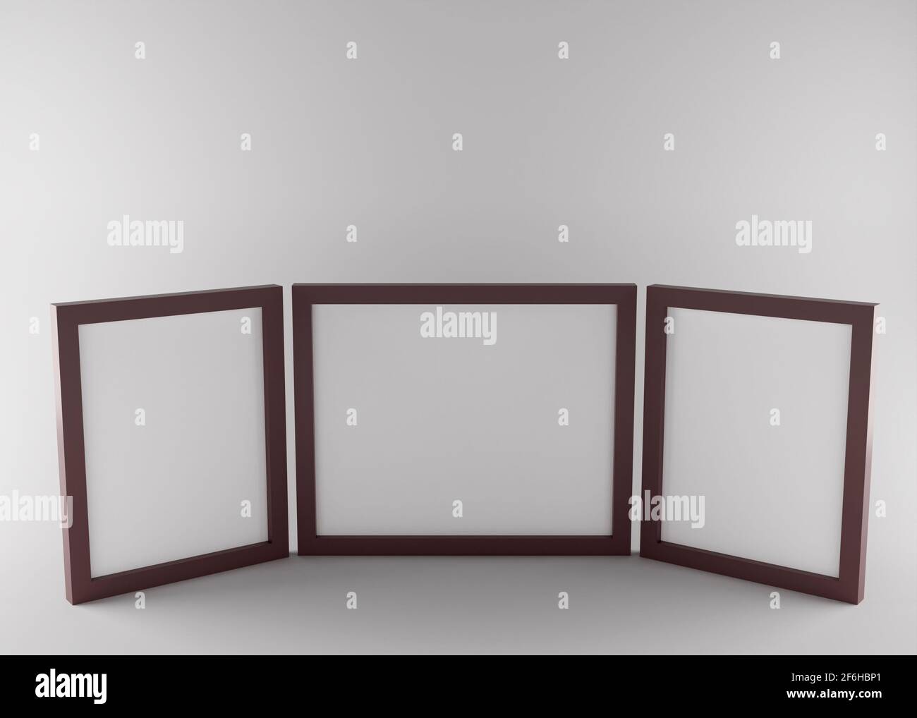 Drei leere Bilderrahmen 3d-Rendering für Mockups Stockfoto