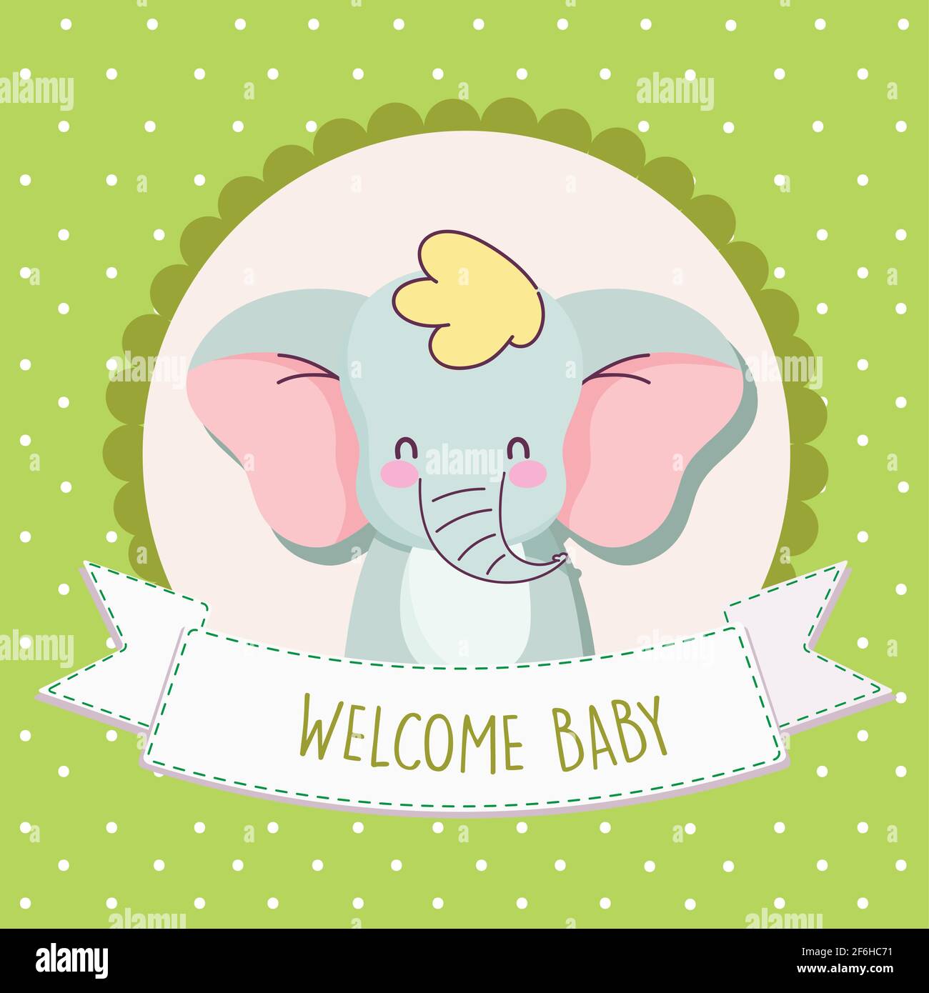 Begrüßungskarte für Babydusche, Elefant Stock-Vektorgrafik - Alamy