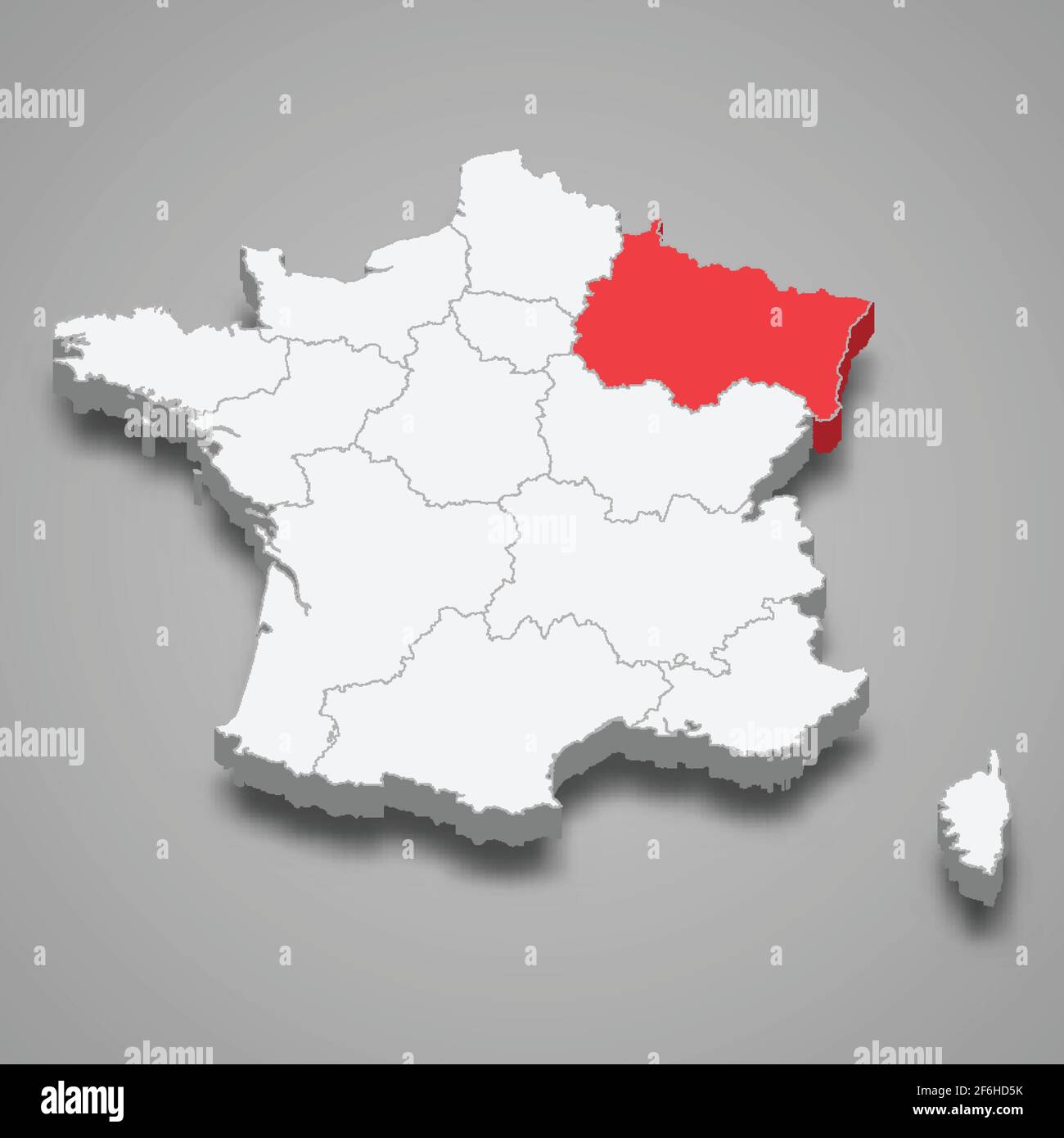 Grand Est Region Lage innerhalb Frankreich 3d isometrische Karte Stock Vektor