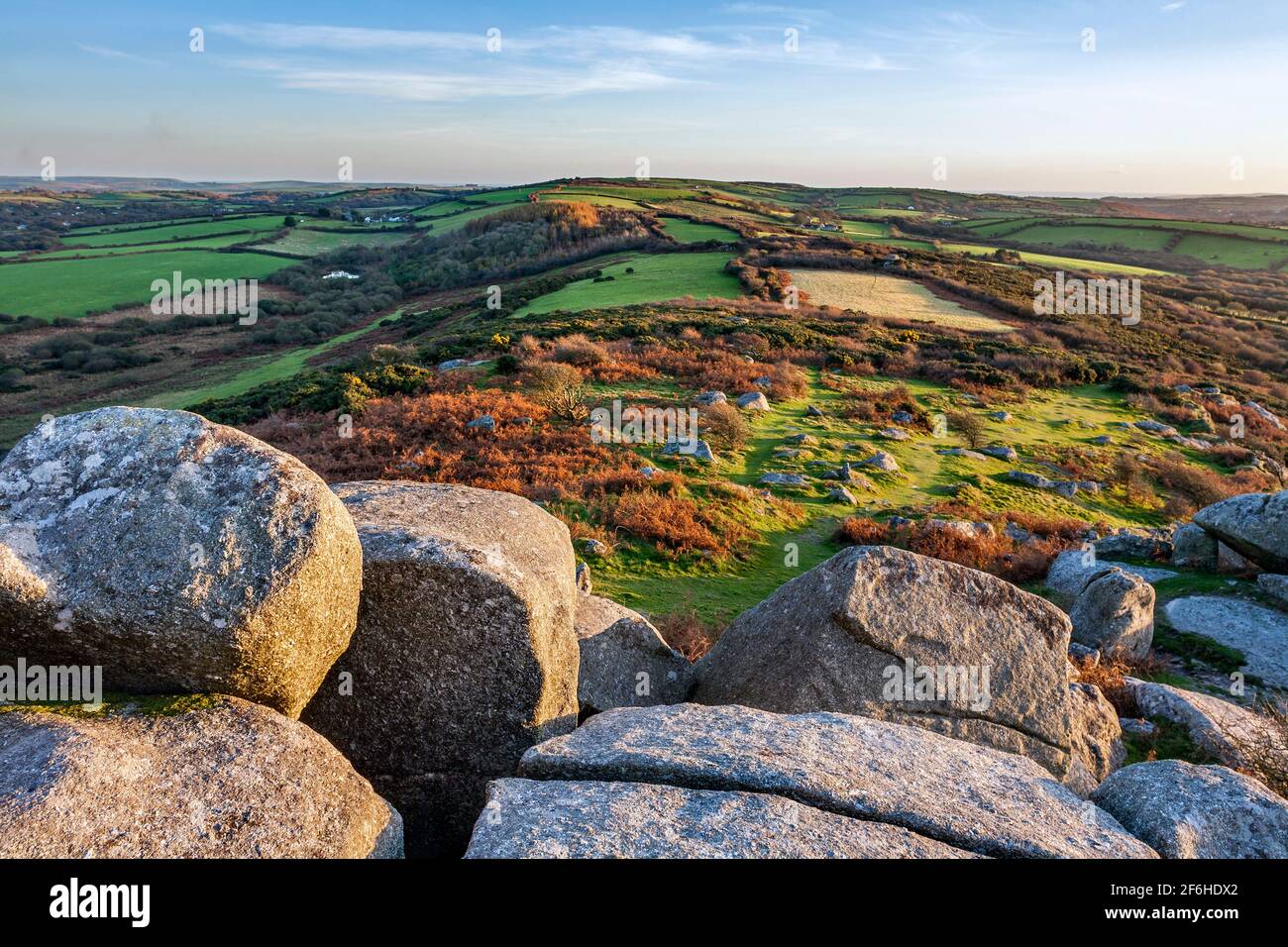 Helman Tor; am frühen Morgen; Cornwall; Großbritannien Stockfoto