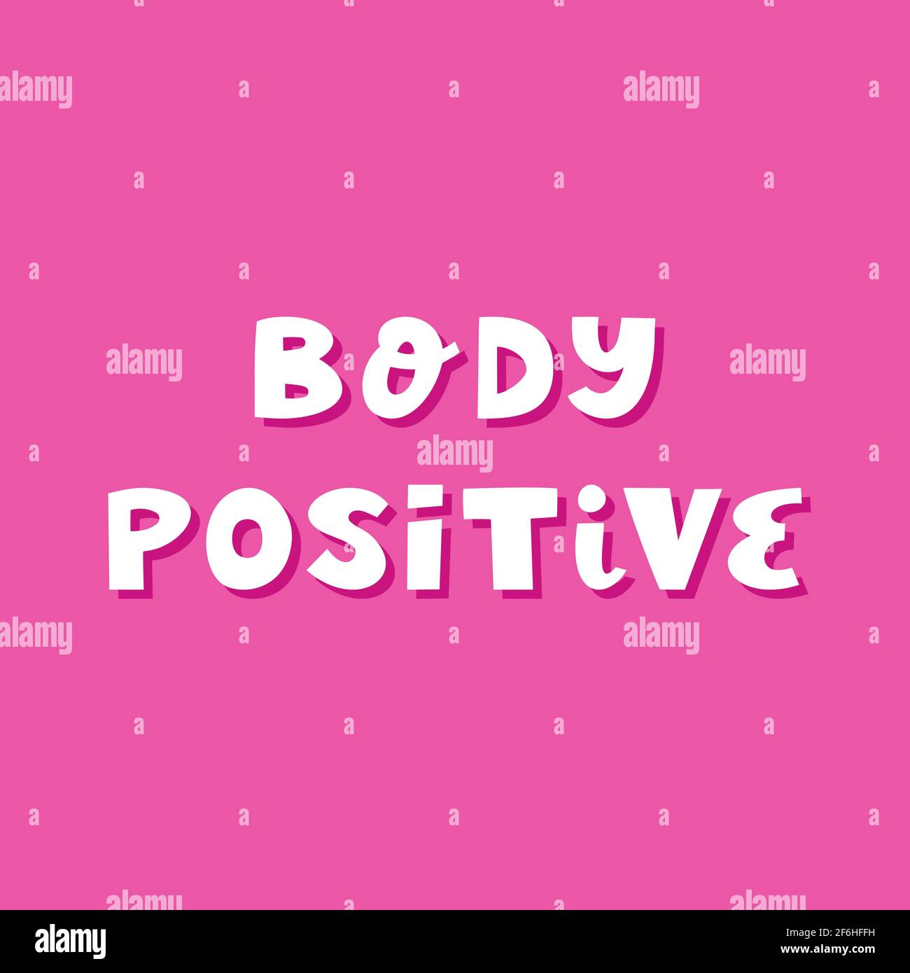 Körper positiv. Niedliche handgezeichnete Schriftzüge im modernen skandinavischen Stil auf rosa Hintergrund. Stock Vektor