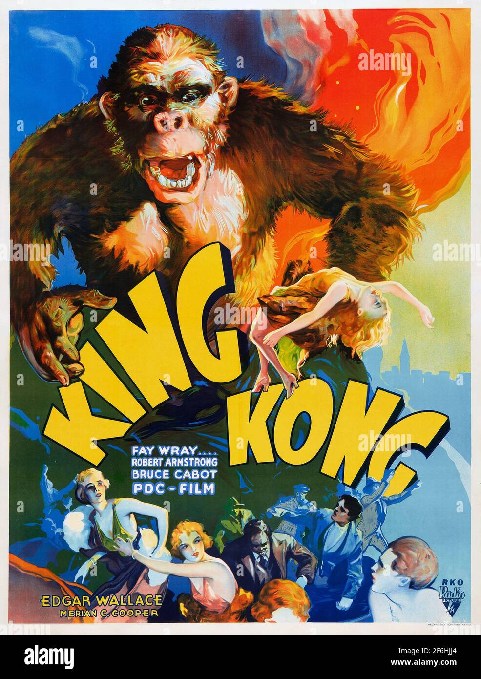 King Kong, Filmposter 1933. Mit Fay Wray, Bruce Cabot, Robert Armstrong, Frank Reicher. Abenteuer / Fantasie / Action / Romantik. Stockfoto