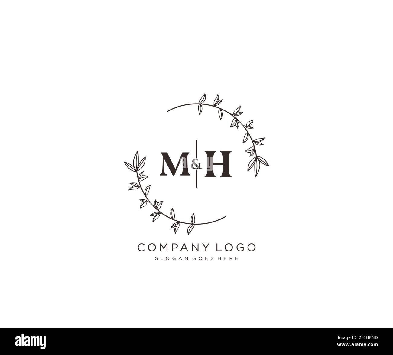 MH Buchstaben schöne floral feminin editierbar vorgefertigten Monoline Logo geeignet für Spa Salon Haut Haar Schönheit Boutique und Kosmetik Unternehmen. Stock Vektor