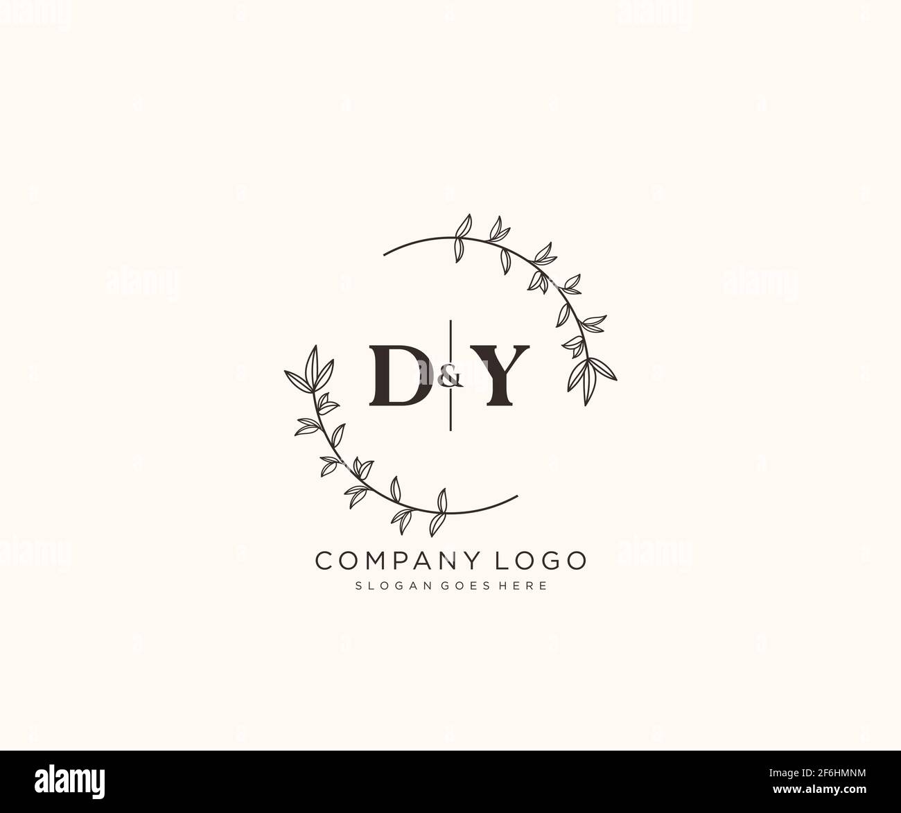 DY Buchstaben schöne florale feminine editierbare vorgefertigte Monoline Logo geeignet für Spa Salon Haut Haar Schönheit Boutique und Kosmetik Unternehmen. Stock Vektor