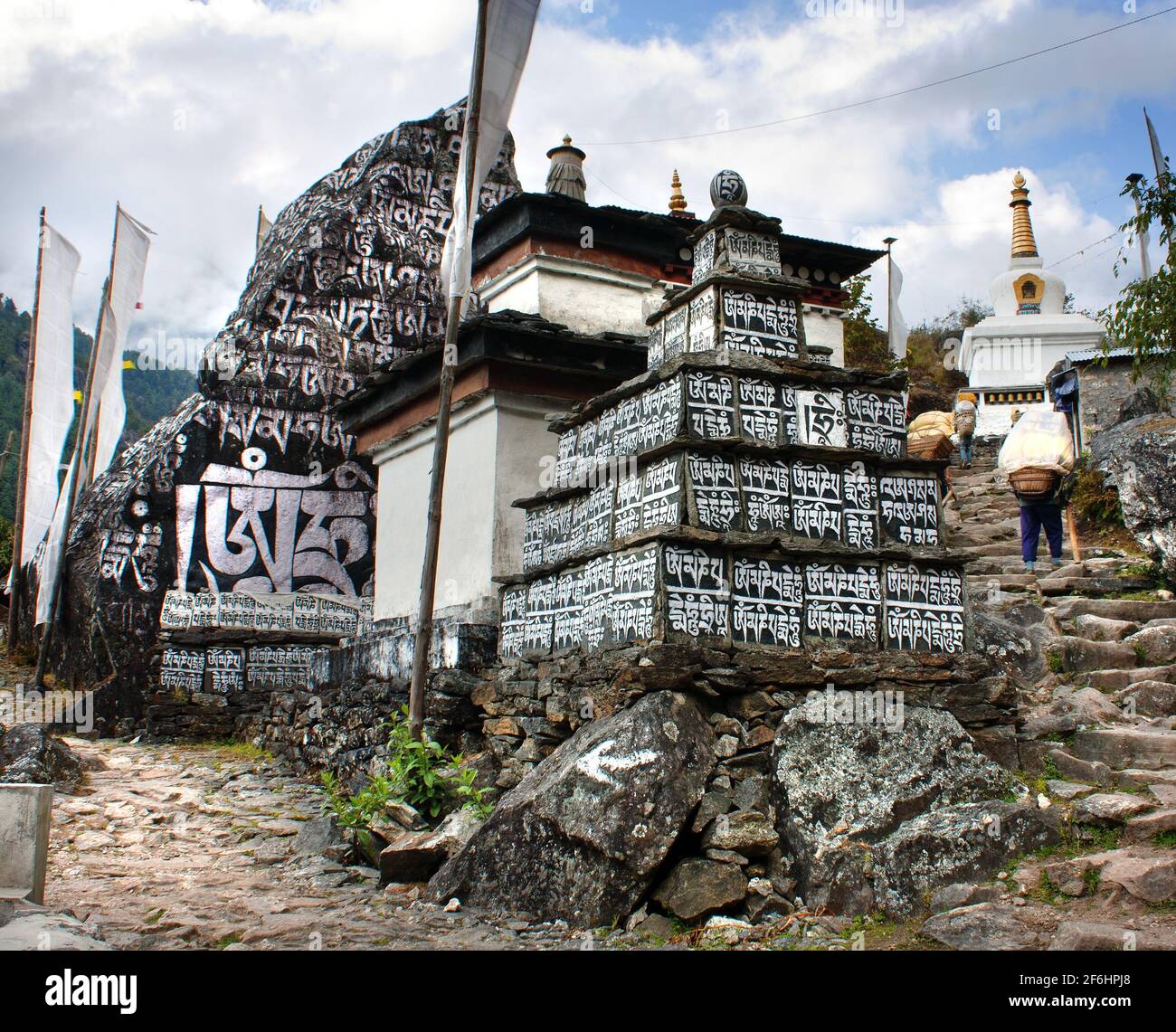 Gebetswände - Weg zum Everest-Basislager - Khumbu Valley - Nepal Stockfoto