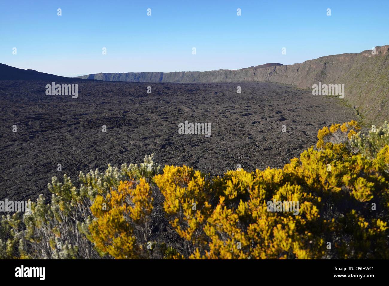 Reunion, 2020/09/30: Landschaft der Enclos Fouque Caldera am Fuße des Vulkans Piton de la Fournaise, im oberen Teil der Insel. Kal Stockfoto