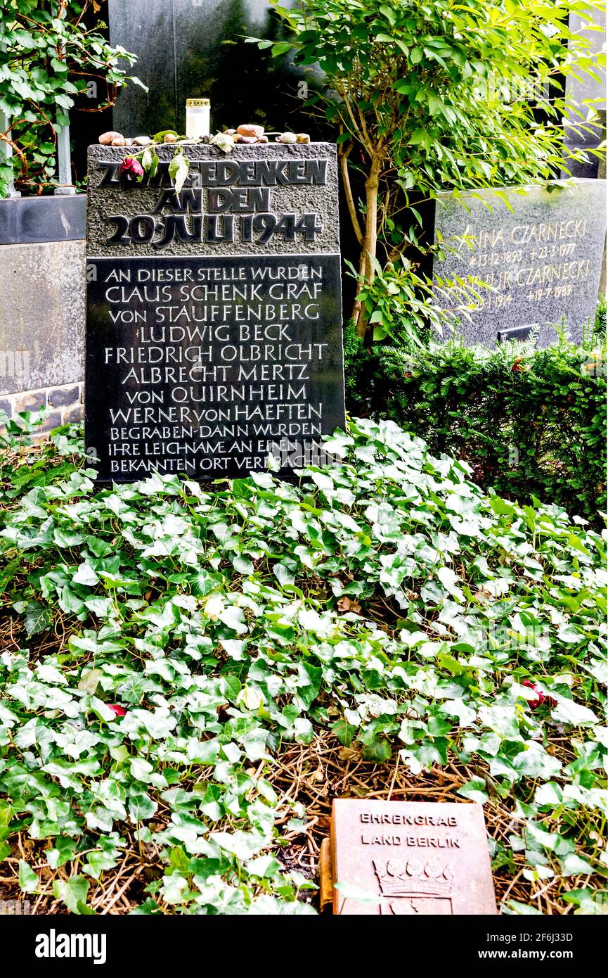 Gedenkstätte für den Widerstandskämpfer der 20. Juli 1944 - von Stauffenberg, Beck, Haeften, von Quirnheim - Widerstandsdämpfer 20. Juli Stockfoto