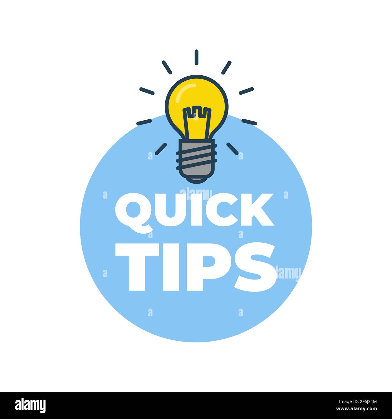 Quick Tips mit Glühbirnen-Symbol. Stock Vektor