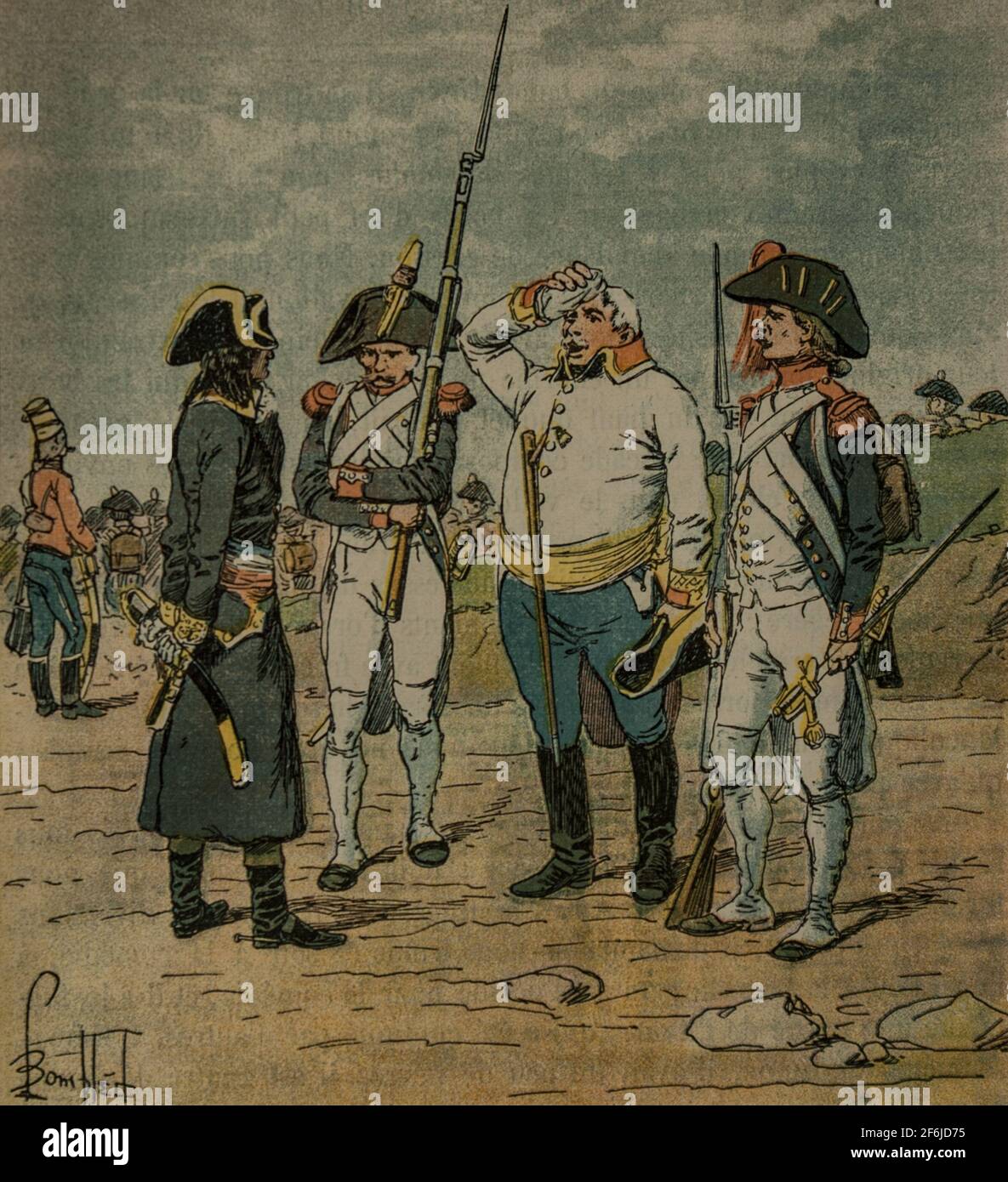 bonaparte interroge un gros major autrichien prisonnier ,le Memorial de sainte helene par le comte de las cases,editeur garnier freres 1895 Stockfoto