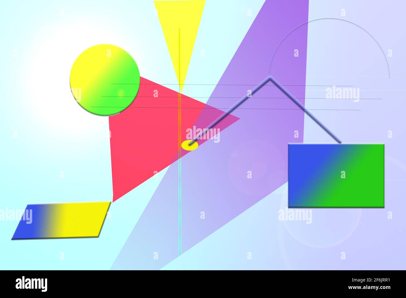 Formen, Geometrien, Farben und geometrische Figuren auf farbigem Hintergrund Stockfoto