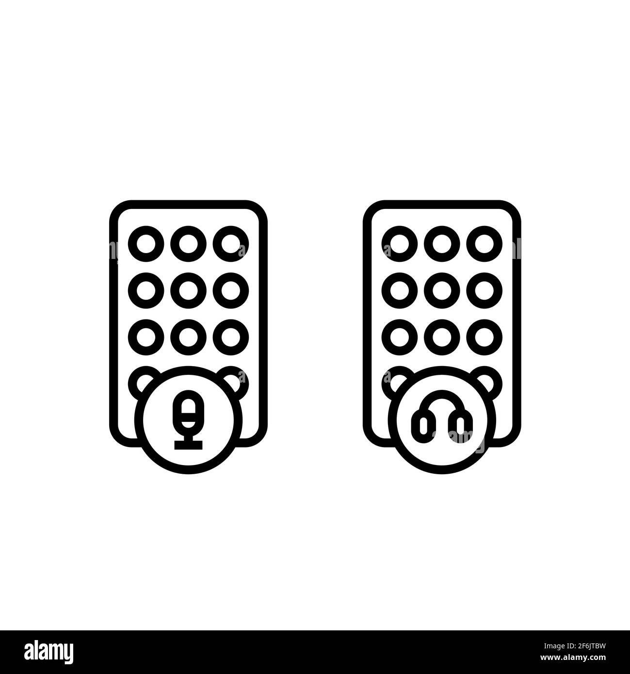 Podcast-Radio auf Anwendungssymbol. Mikrofon und Kopfhörer auf dem Clubhouse-Anwendungssymbol. Stock Vektor