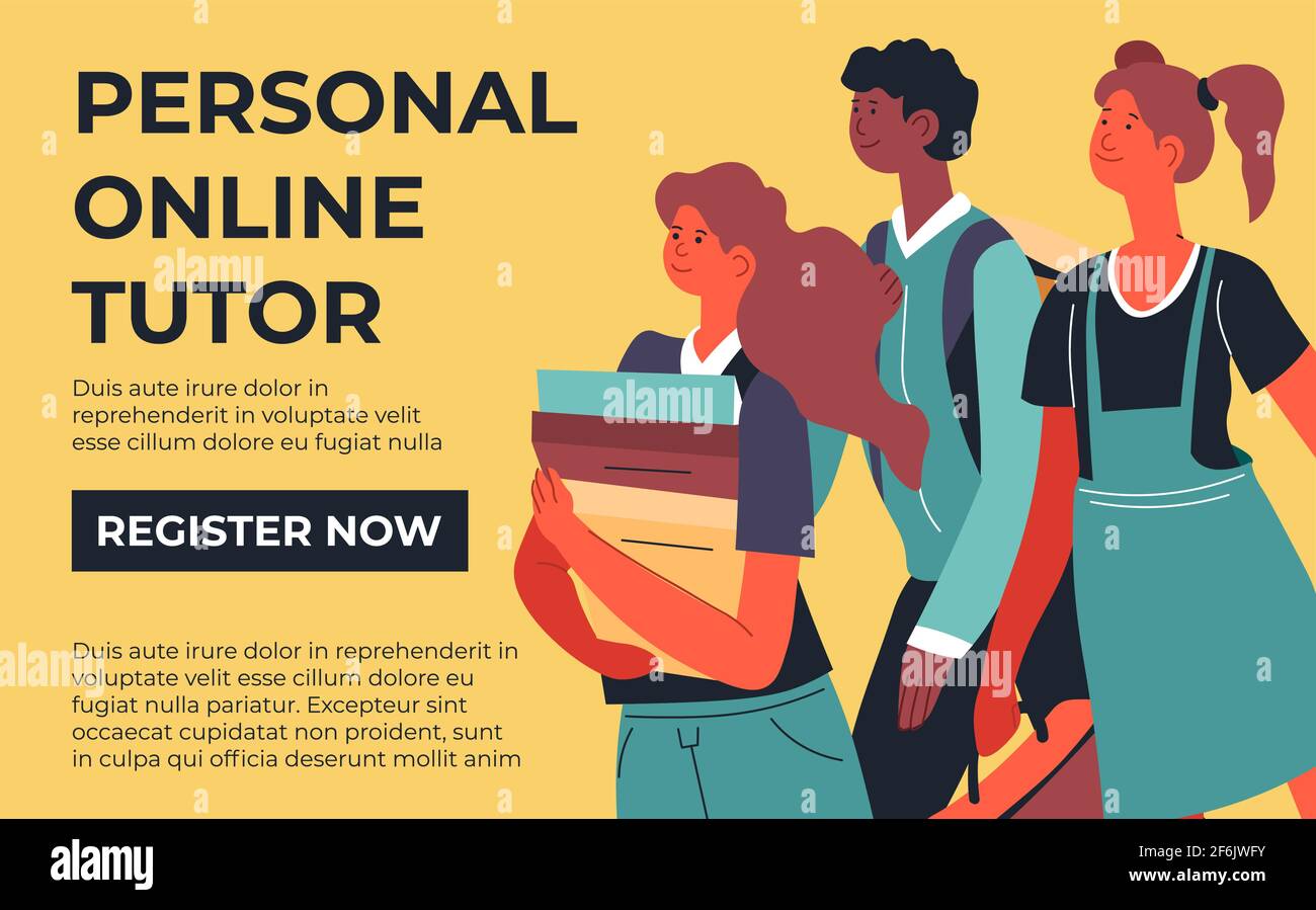 Persönlicher Online-Tutor, Kurse für Studenten im Web Stock Vektor