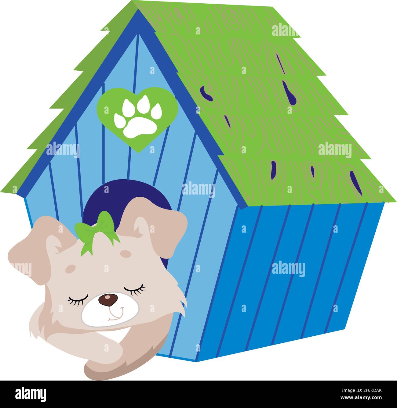 Abbildung eines Welpen mit einem Haus. Vektorgrafik Stock Vektor