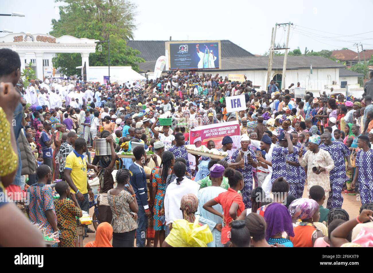 Veranstaltungsort Des Olojo-Festivals, Ile-Ife, Osun State, Nigeria. Stockfoto