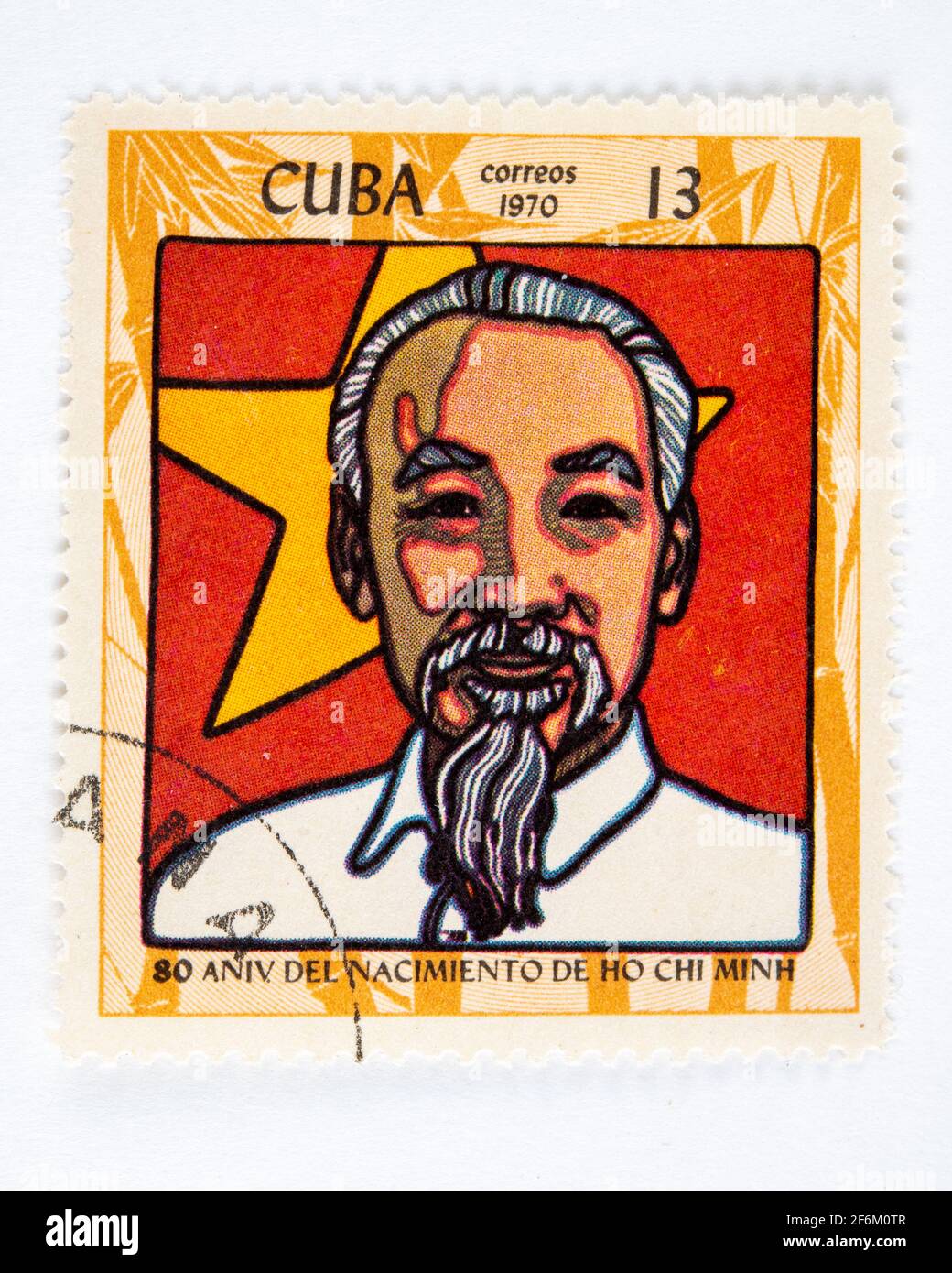 Ho Chi Minh, antike kubanische Briefmarke Stockfoto