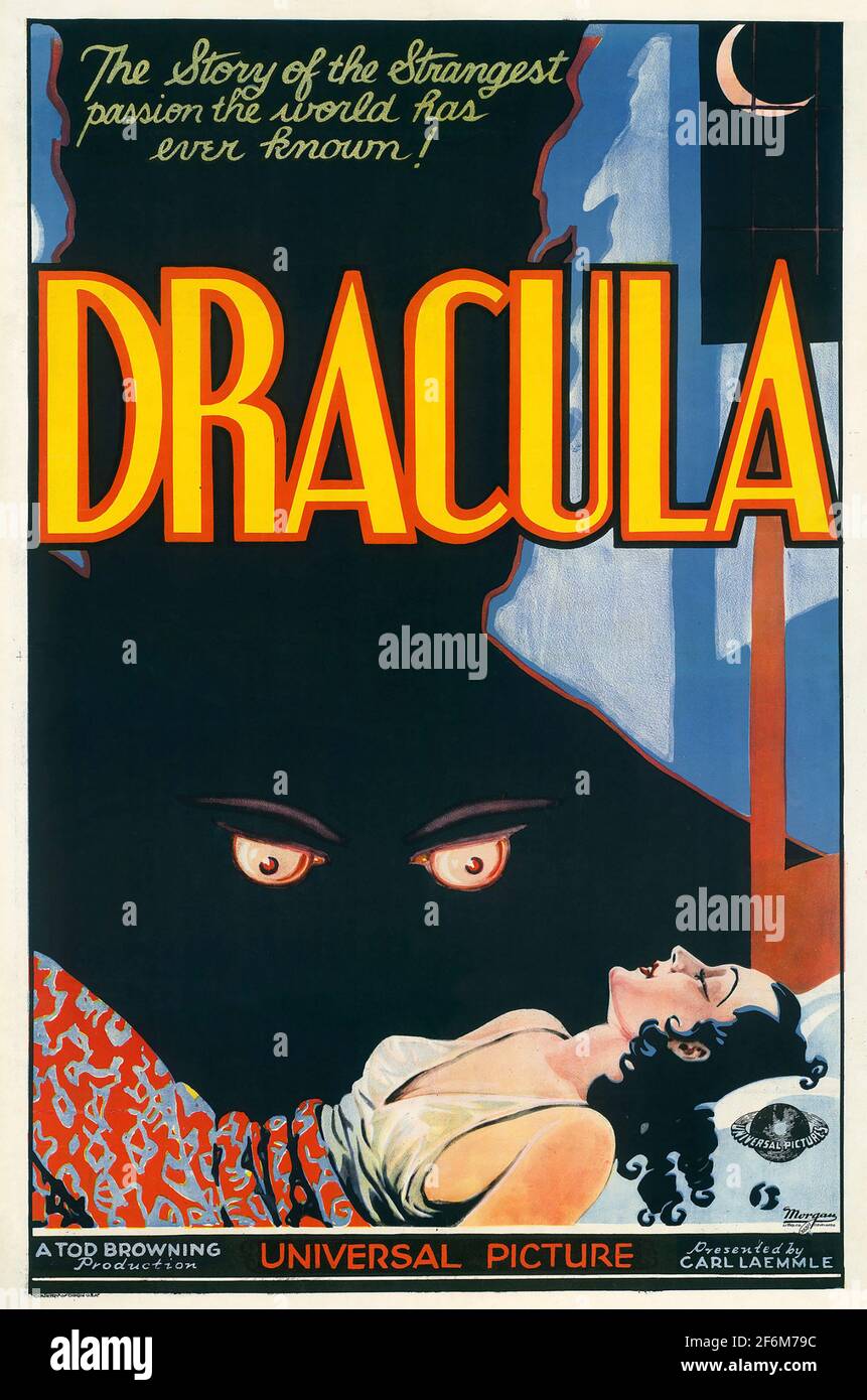 DRACULA 1931 Universal Picturfilm mit Bela Lugosi. Eines von mehreren Plakaten für die Originalproduktion. Stockfoto
