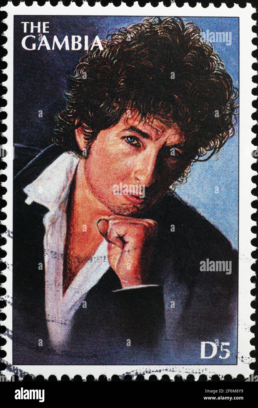 Bob Dylan Porträt auf Briefmarke Stockfoto