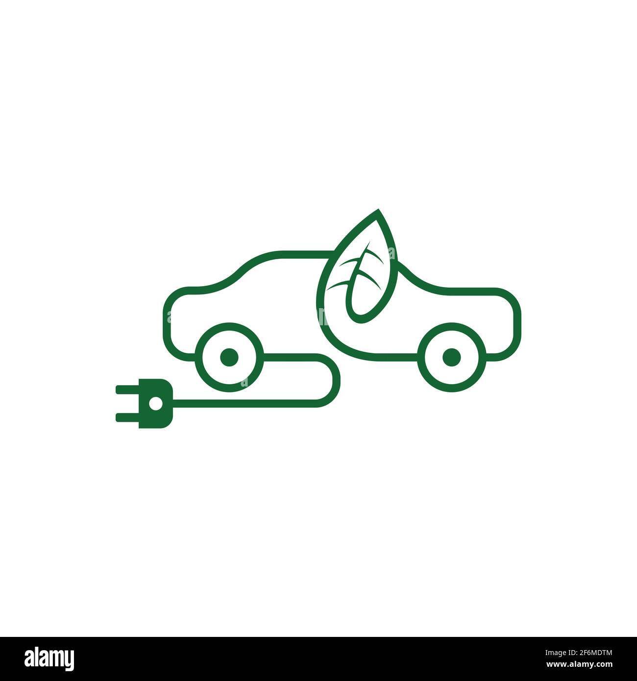 Symbol für die Ladestation für Elektrofahrzeuge. Vector Car Icon im schlanken Linienstil. Hybridfahrzeug-Logo. Grünes Logo. Umweltfreundliches Auto Stock Vektor
