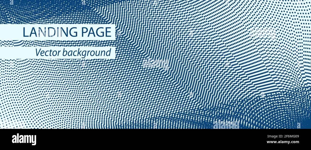 Marineblauer, weißer Hintergrund der Landing Page. Futuristische Banner-Vorlage. Gepunktete Linien. Technologiemuster mit Partikeln. Abstraktes Vektordesign. EPS10 Stock Vektor