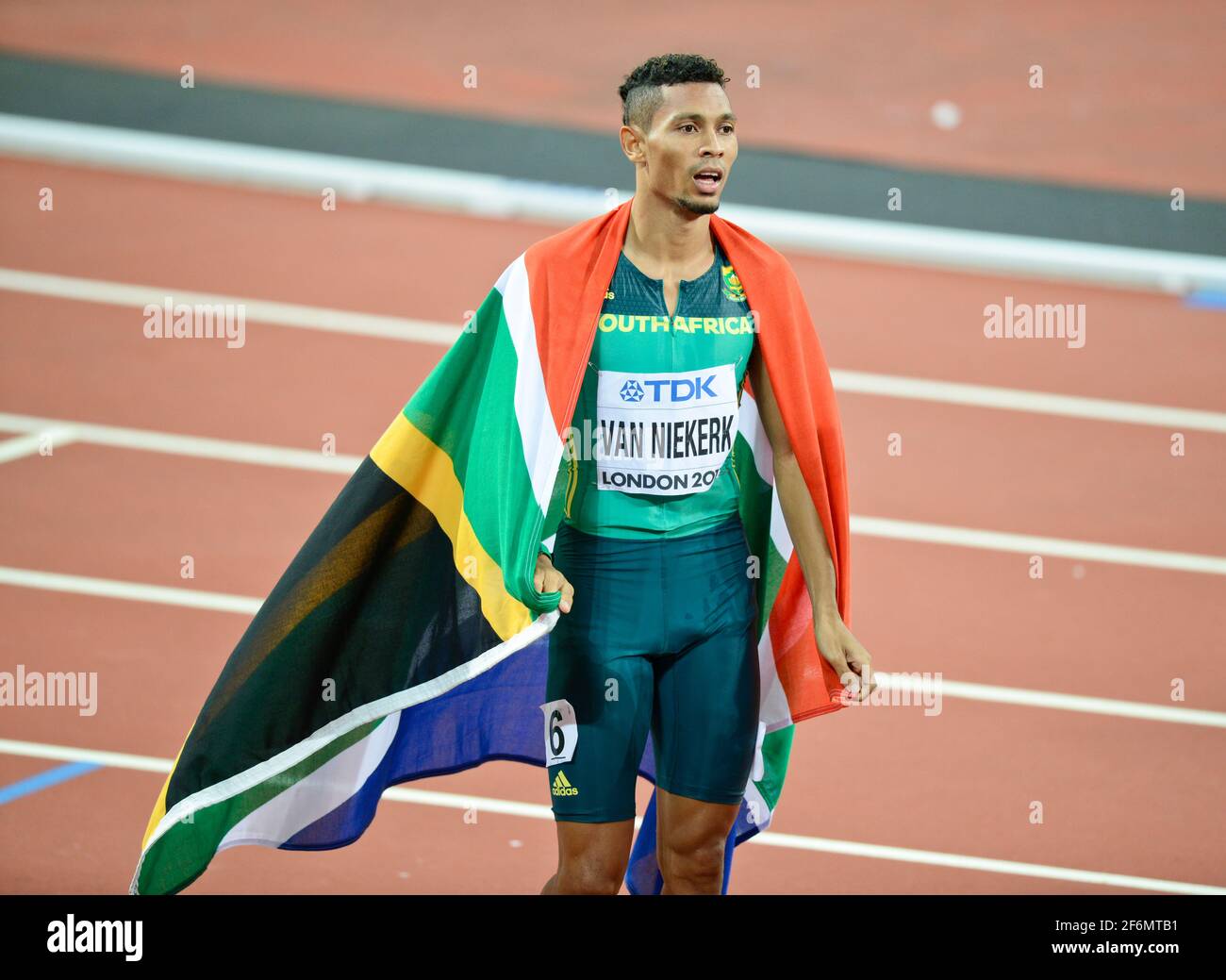 Wayde van Niekerk (Südafrika). 400 Meter Männer, Goldmedaille. IAAF Leichtathletik-Weltmeisterschaften, London 2017 Stockfoto