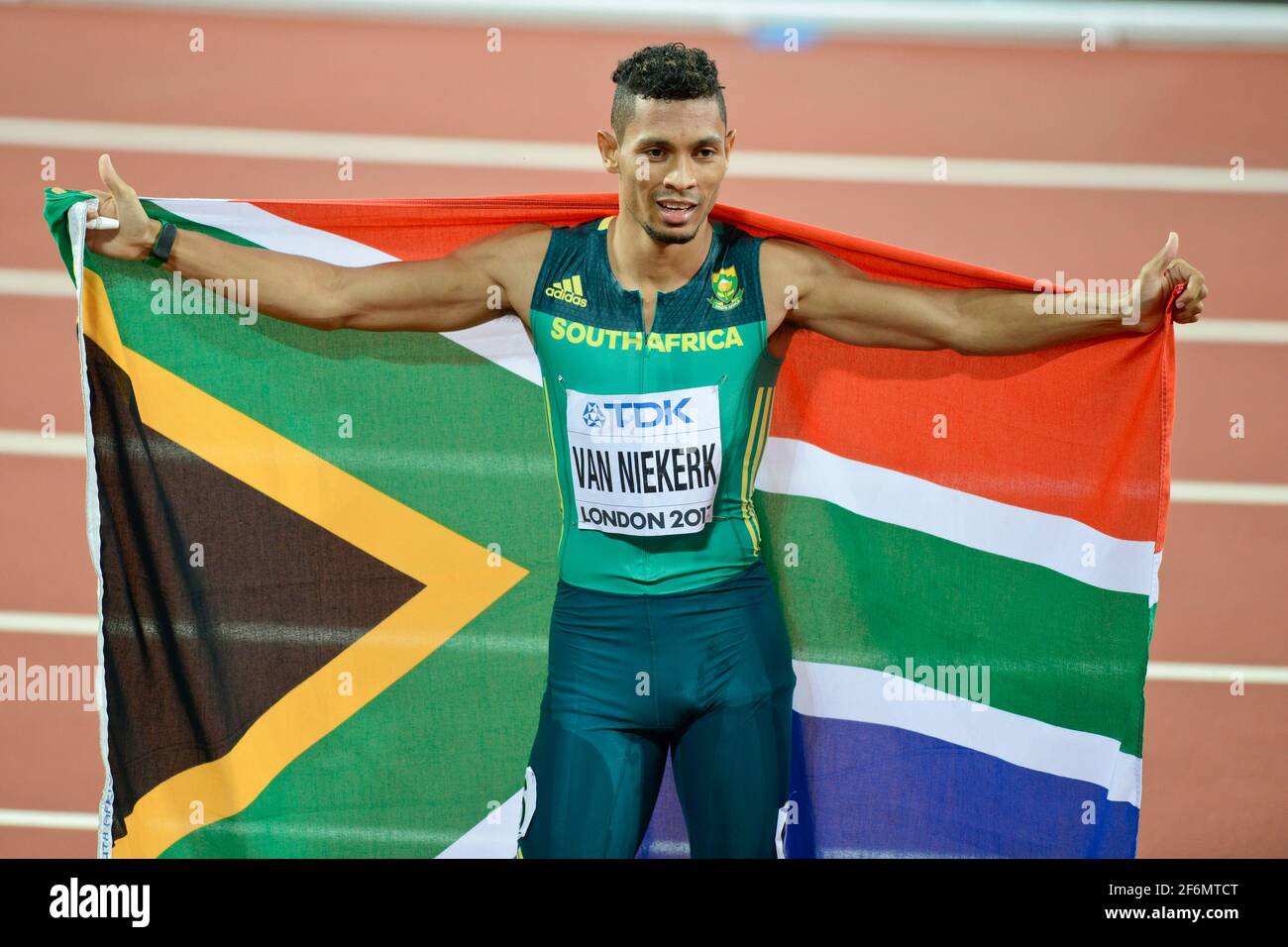 Wayde van Niekerk (Südafrika). 400 Meter Männer, Goldmedaille. IAAF Leichtathletik-Weltmeisterschaften, London 2017 Stockfoto