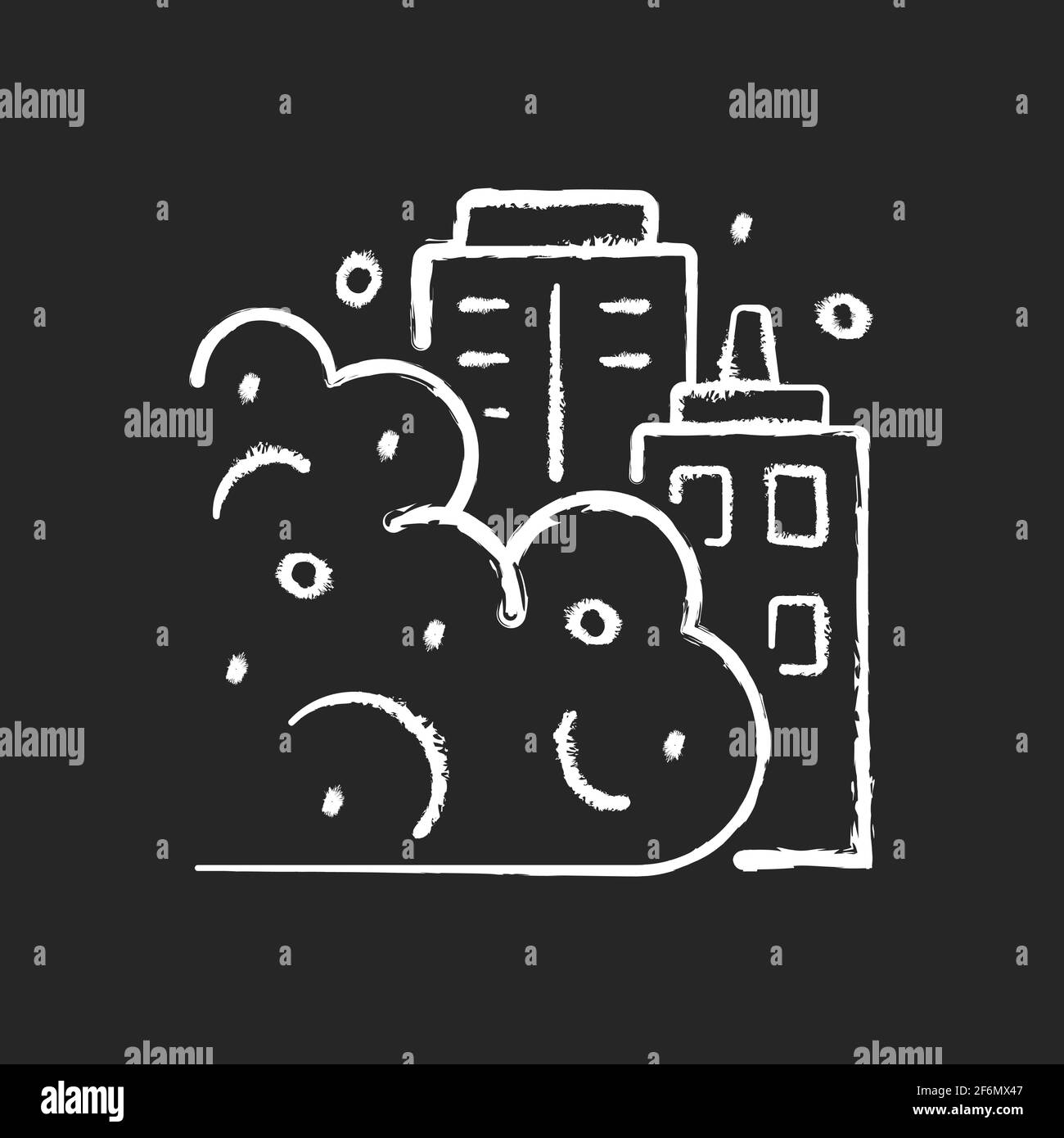 Weißes Sandsturm-Kreide-Symbol auf schwarzem Hintergrund Stock Vektor