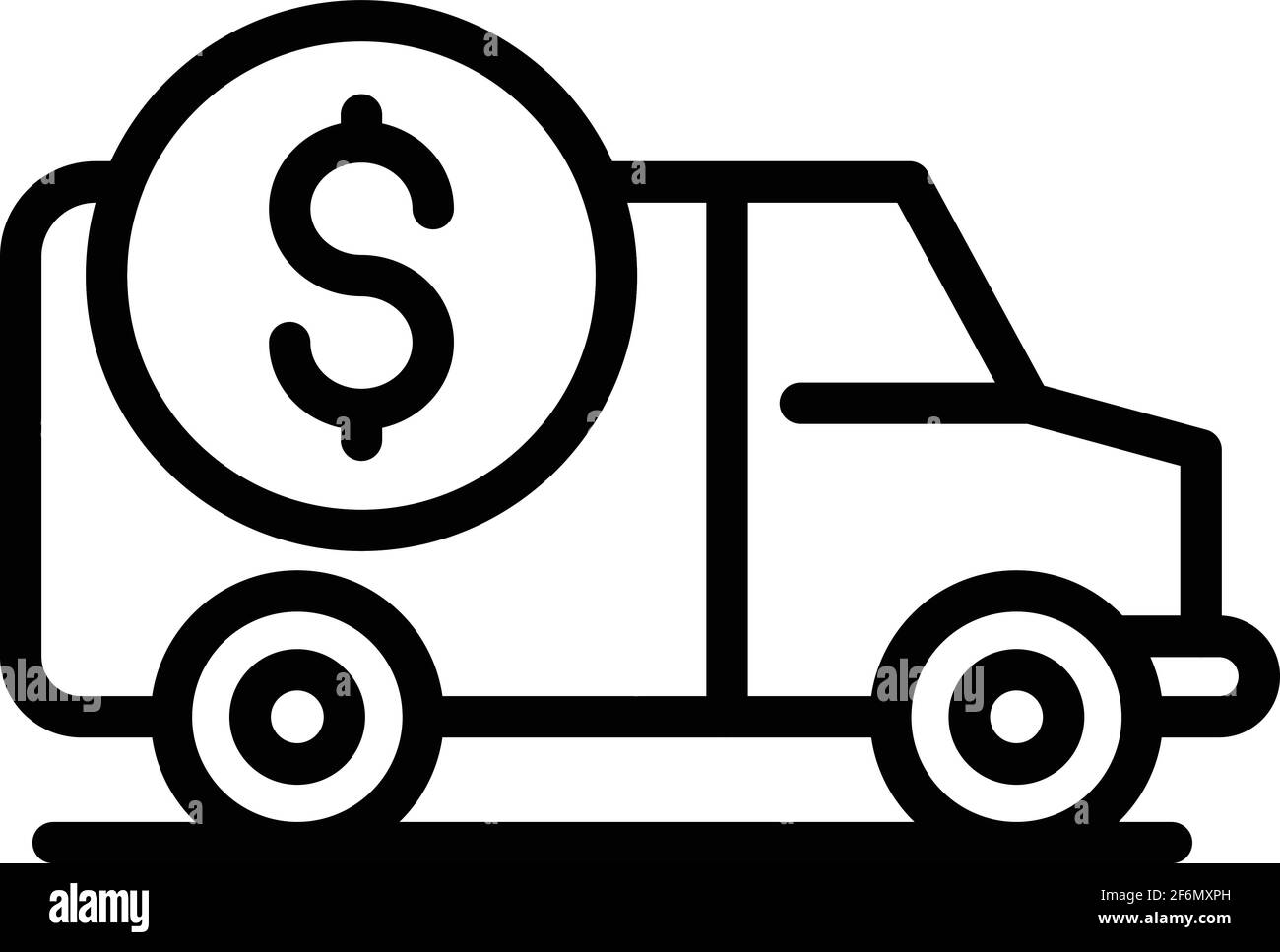 Symbol „Mietwagen verkaufen“. Umriss Auto-Vektor-Symbol für Web-Design isoliert auf weißem Hintergrund verkaufen Stock Vektor