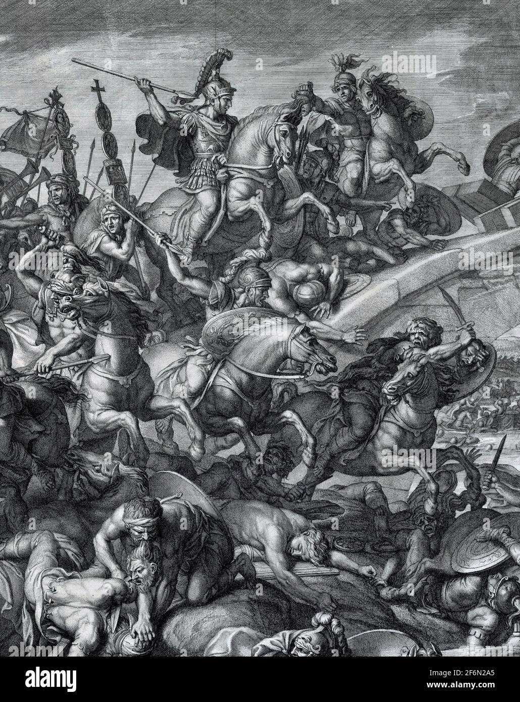 Die Schlacht an der Brücke von Milvian, nach einem unvollendeten Gemälde von Charles Le Brun, 1666 Stockfoto