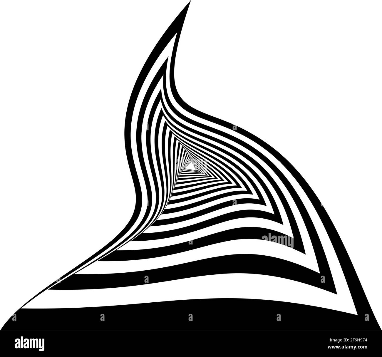 Opart, optische Kunst geometrische Illustration mit Rotation, Spirale, Wirbel, Twirl verzerren, Verformungseffekt. Radiale Hypnose, hypnotische Themen illustrati Stock Vektor