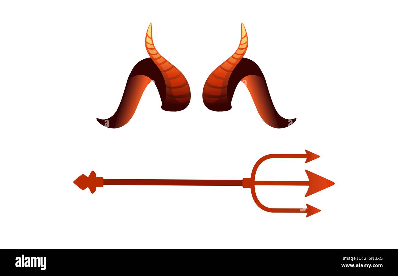Devil Horn rot satan Dreizack Karneval Party Kopf Accessoire Vektor Illustration auf weißem Hintergrund. Stock Vektor