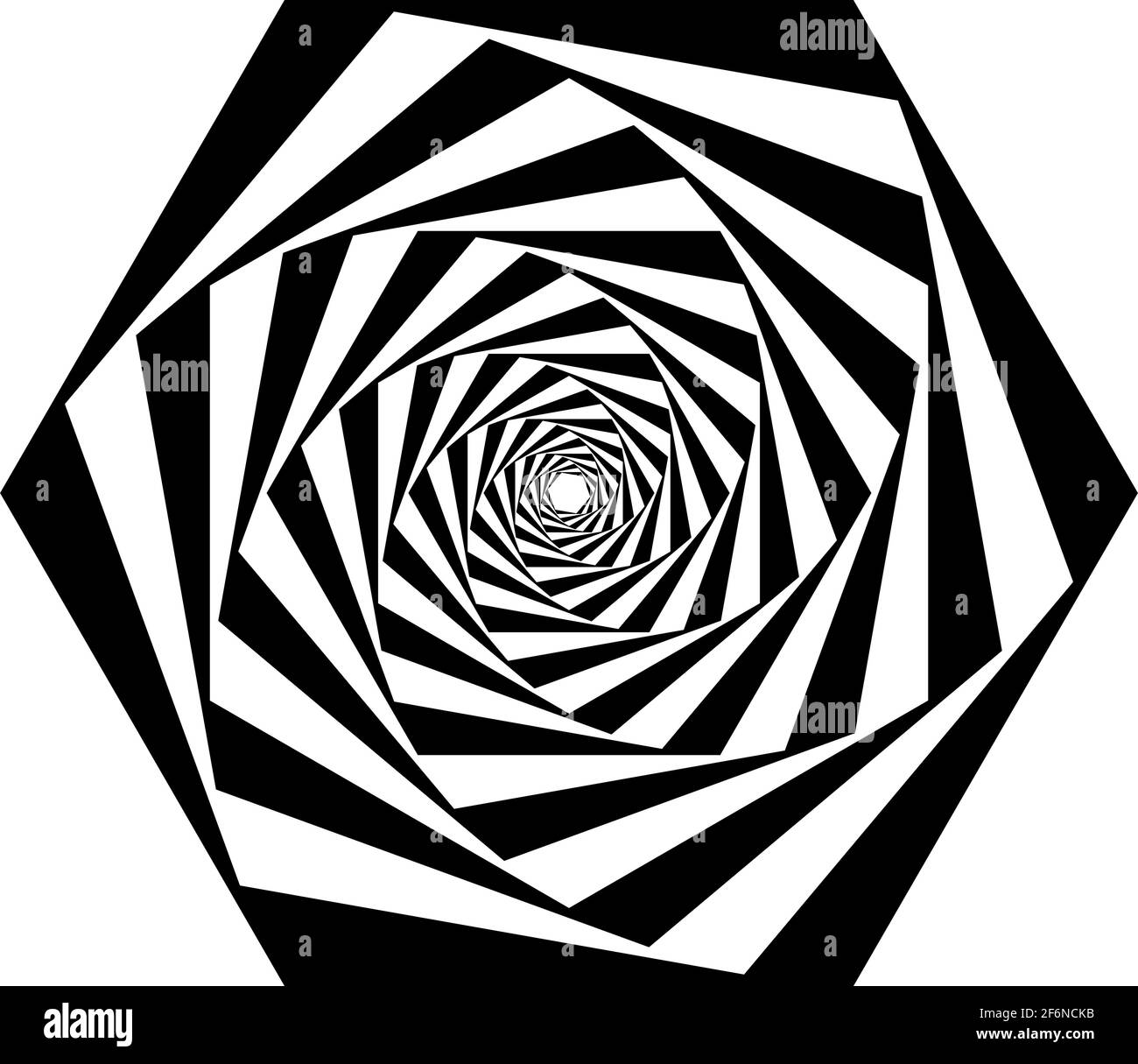 Opart, optische Kunst geometrische Illustration mit Rotation, Spirale, Wirbel, Twirl verzerren, Verformungseffekt. Radiale Hypnose, hypnotische Themen illustrati Stock Vektor