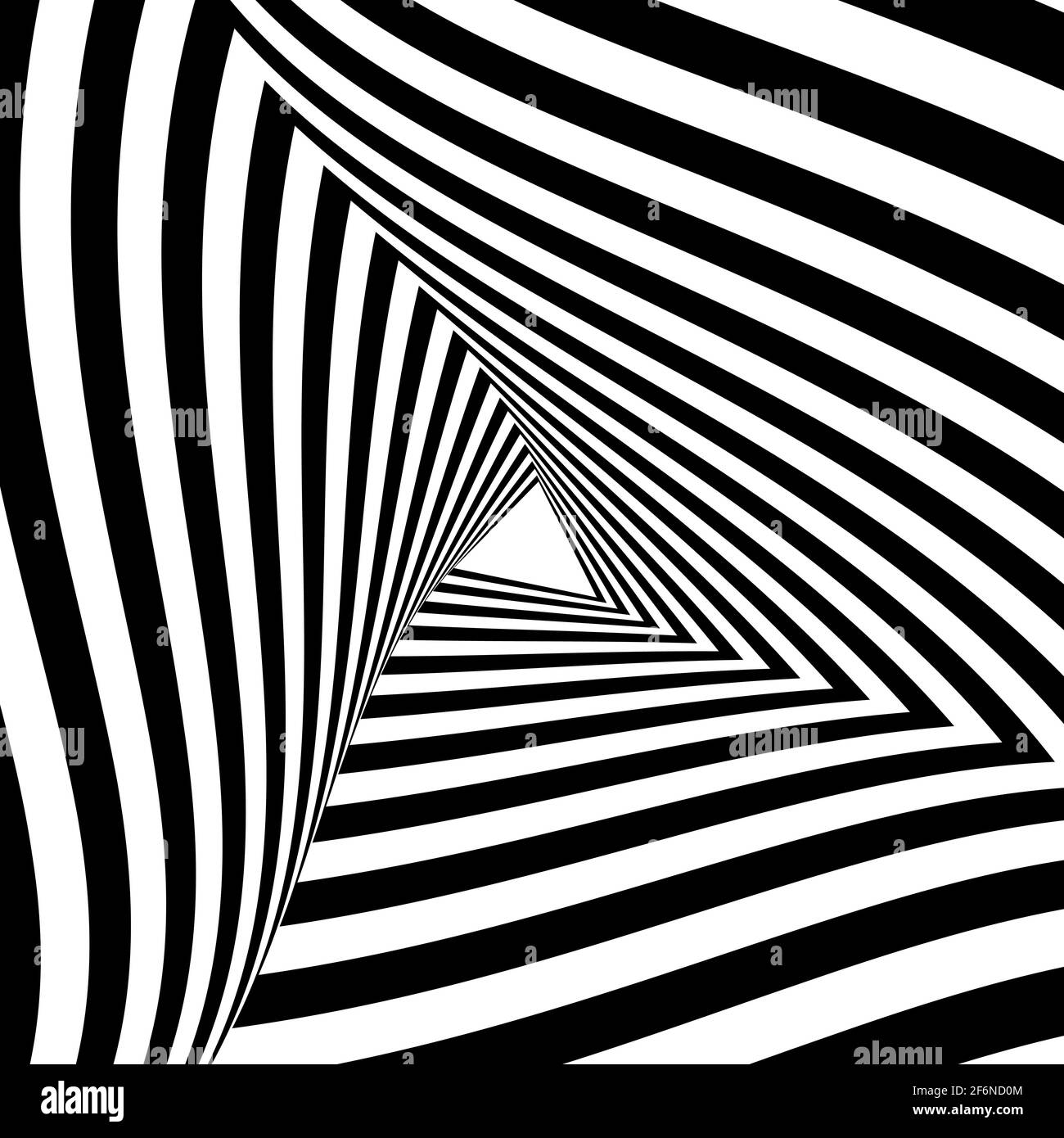 Opart, optische Kunst geometrische Illustration mit Rotation, Spirale, Wirbel, Twirl verzerren, Verformungseffekt. Radiale Hypnose, hypnotische Themen illustrati Stock Vektor