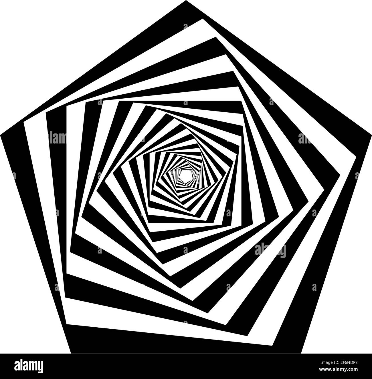 Opart, optische Kunst geometrische Illustration mit Rotation, Spirale, Wirbel, Twirl verzerren, Verformungseffekt. Radiale Hypnose, hypnotische Themen illustrati Stock Vektor