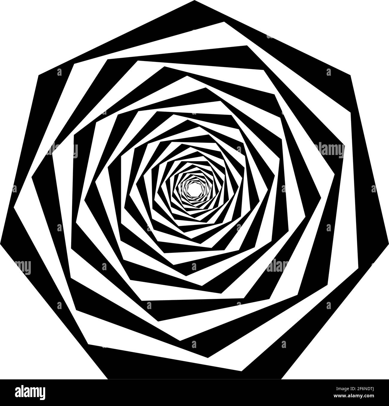 Opart, optische Kunst geometrische Illustration mit Rotation, Spirale, Wirbel, Twirl verzerren, Verformungseffekt. Radiale Hypnose, hypnotische Themen illustrati Stock Vektor
