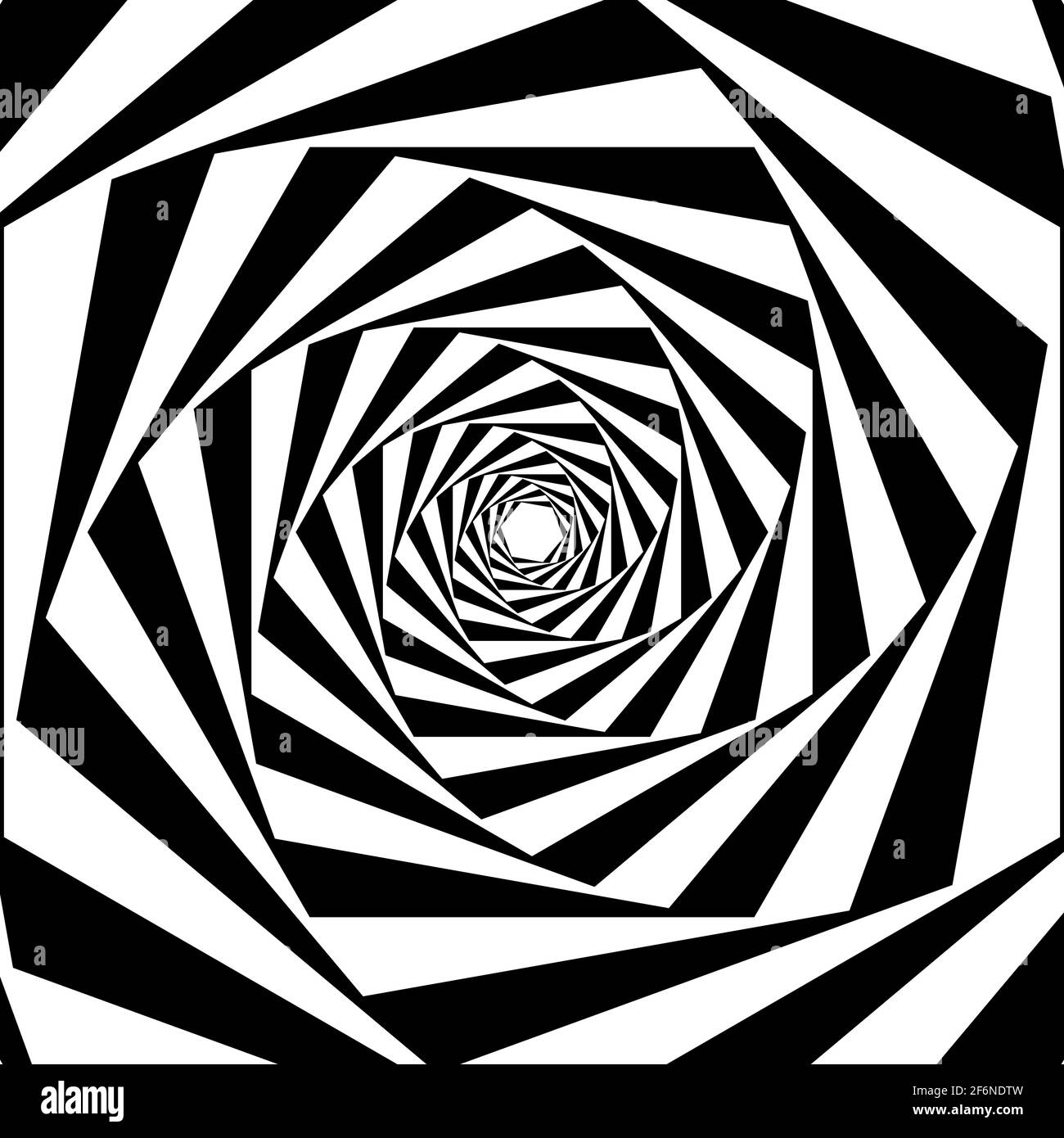Opart, optische Kunst geometrische Illustration mit Rotation, Spirale, Wirbel, Twirl verzerren, Verformungseffekt. Radiale Hypnose, hypnotische Themen illustrati Stock Vektor