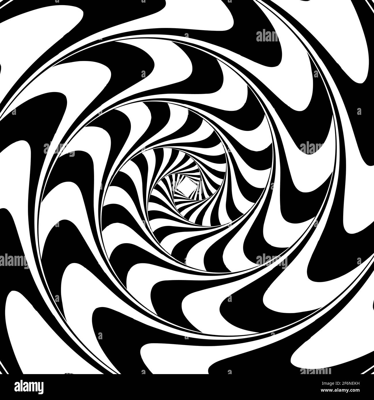 Opart, optische Kunst geometrische Illustration mit Rotation, Spirale, Wirbel, Twirl verzerren, Verformungseffekt. Radiale Hypnose, hypnotische Themen illustrati Stock Vektor