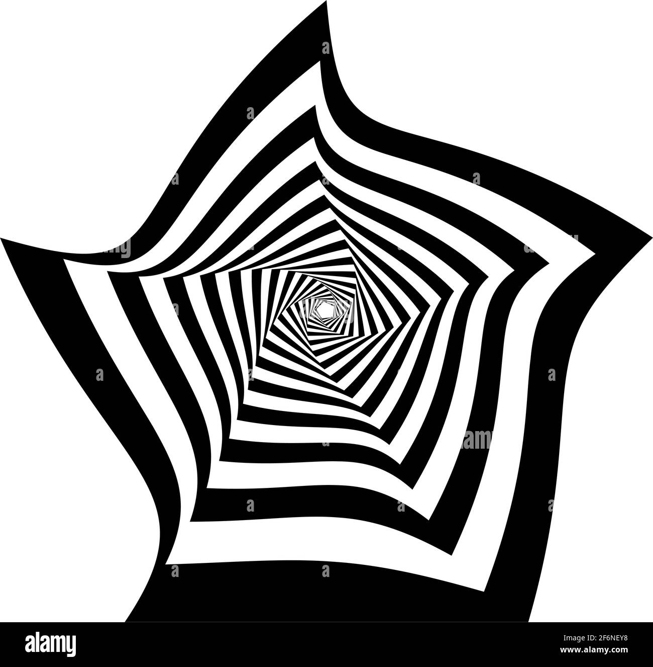 Opart, optische Kunst geometrische Illustration mit Rotation, Spirale, Wirbel, Twirl verzerren, Verformungseffekt. Radiale Hypnose, hypnotische Themen illustrati Stock Vektor